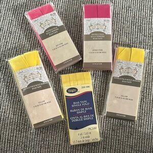🔴3/$15 Sew-Ology and Wrights Bias Tape Collection pinks and yellows x5 total